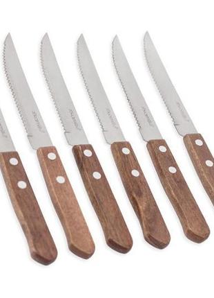 Набор 6 столовых стейковых ножей kamille natural treasure с деревянными ручками
