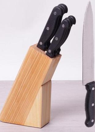 Набір кухонних ножів kamille iserlohn 5 ножів на дерев'яній підставці1 фото