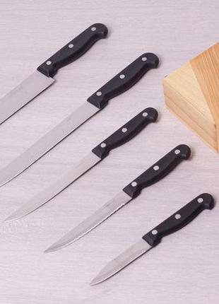 Набір кухонних ножів kamille iserlohn 5 ножів на дерев'яній підставці3 фото