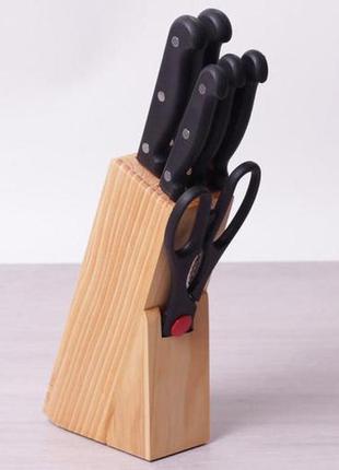 Набір кухонних ножів kamille iserlohn 6 ножів на дерев'яній підставці2 фото