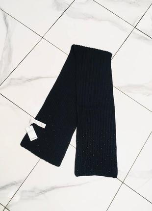 Чёрный новый шарф с набитыми жемчужинами tezenis
