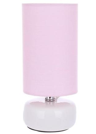 Настольная лампа белая с розовым тканевым абажуром bella d10*22.5см 242-198 товар от производителя