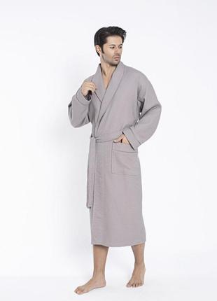 Халат чоловічий натуральний, чоловічий халат бавовняний nusa 22655 сірий xl1 фото