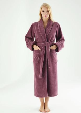 Халат для женщин фуксия теплый махровый однотонный домашний, халат махровый женский банный пушистый с поясом s1 фото