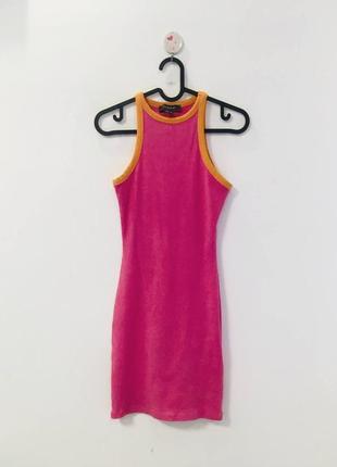 Розовое платье primark в рубчик xs3 фото