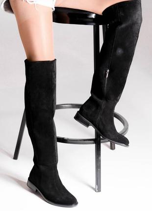 Чоботи труби замшеві на платформі