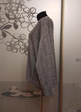 Брендовый мохеровый ажурный свитер джемпер большого размера батал7 фото