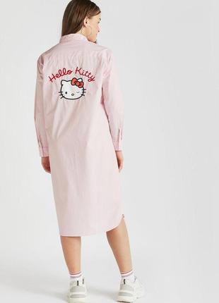 Поплиновое платье рубашка свободного кроя hello kitty1 фото