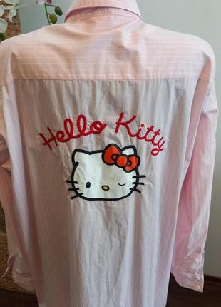 Поплиновое платье рубашка свободного кроя hello kitty5 фото