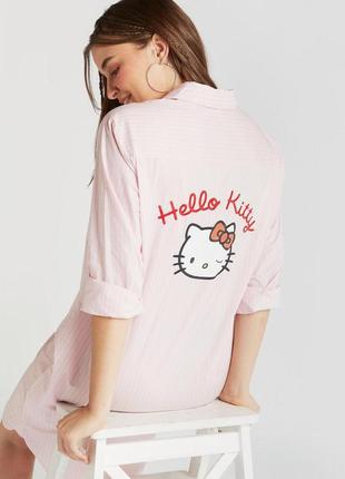 Поплиновое платье рубашка свободного кроя hello kitty2 фото