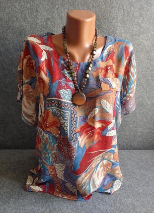 Легкая цветная блуза из вискозы 46-48 размера9 фото