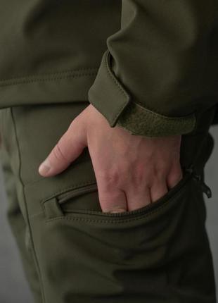 Тактичні штани softshell брюки карго демісизонні теплі softshell ешелон оливковий колір7 фото