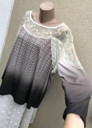 Комбинированная блуза,кофточка,джемпер,кружево,вышивка,большой размер5 фото
