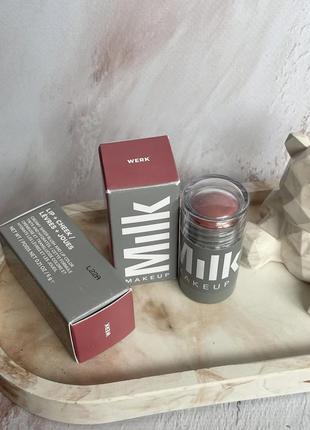 Кремовые румяна помада для губ milk makeup lip + colourpop mauvin up werk