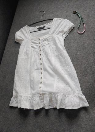 Біла котонова ошатна блуза з прошви 48-50 розміру4 фото