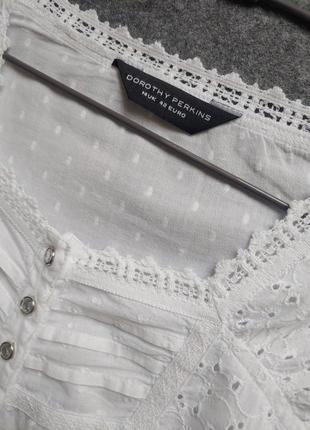 Белая коттоновая нарядная блуза из прошвы 48-50 размера7 фото