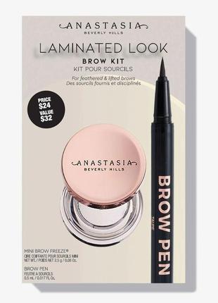 Набор для бровей с эффектом ламинирования anastasia beverly hills laminated brow kit soft brown 2.5 г + 0.5 мл3 фото