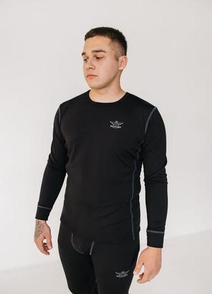 Термобелье мужское зимнее флисовое спортивное черное / набор термобелья флисовый костюм9 фото