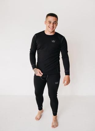 Термобелье мужское зимнее флисовое спортивное черное / набор термобелья флисовый костюм4 фото