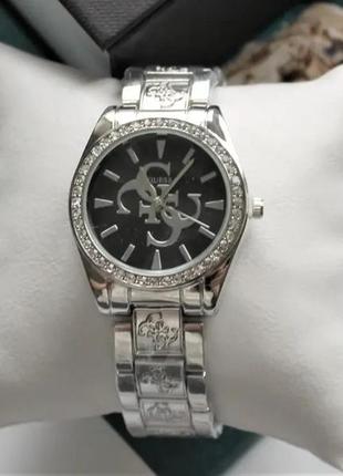 Жіночі наручні годинники guess silver&black3 фото