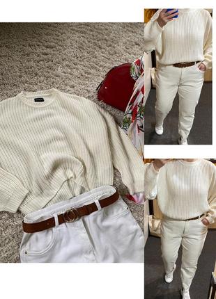 Стильный белый/молочный свитер оверсайз,even &odd,pl-xl