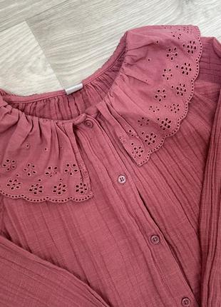 Муслінова рожева сорочка на дівчинку2 фото
