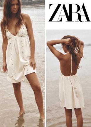 Платье короткое на бретелях zara xs