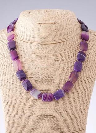 Намисто агат унісекс фіолетові