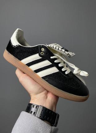 Женские кожаные кеды adidas samba black wite7 фото