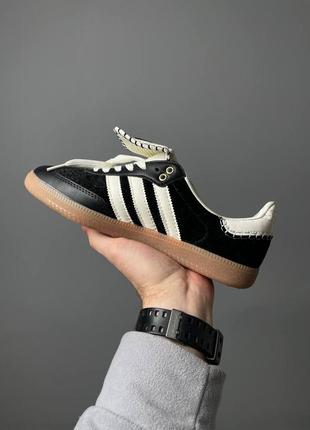 Женские кожаные кеды adidas samba black wite5 фото