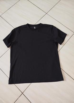 Хлопкова чорна футболка h&m