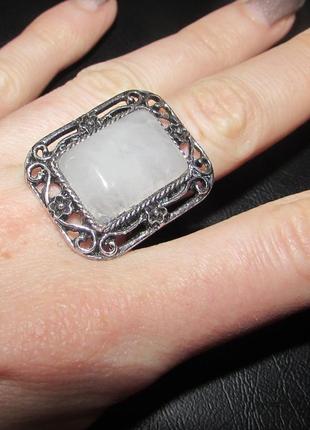 Винтажный стиль - кольцо с камнем кварц, безразмерное, новое! арт. 5706