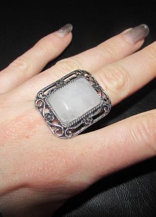 Винтажный стиль - кольцо с камнем кварц, безразмерное, новое! арт. 57064 фото