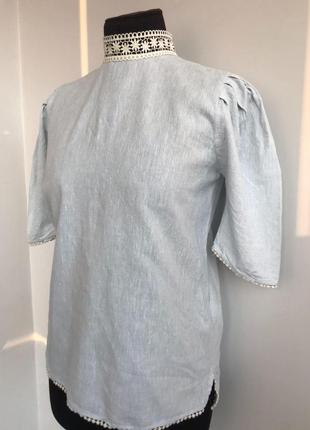 Zara s 7609/643 блуза с кружевным воротником6 фото