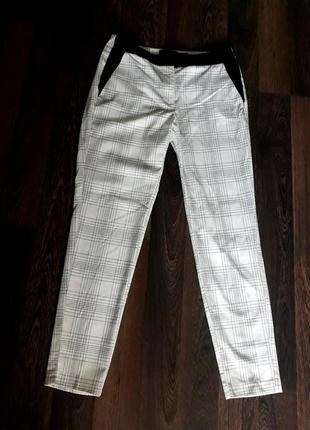 Стильные брюки в клетку штаны белые1 фото