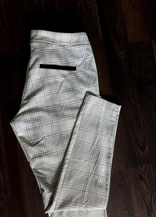 Стильные брюки в клетку штаны белые3 фото