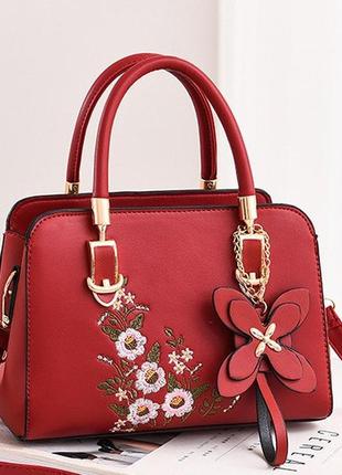 Жіноча міні сумочка з вишивкою квітами, маленька жіноча сумка з квіточками "liv" "kg"