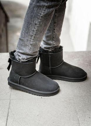 Женские угги "ugg mini bailey bow ll black"