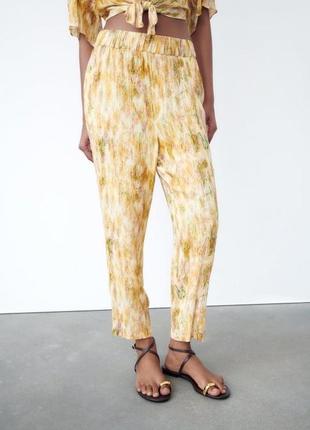 Zara брюки в пижамном стиле с металлизированной нитью1 фото