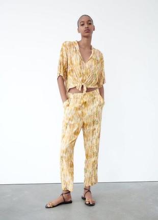 Zara брюки в пижамном стиле с металлизированной нитью4 фото