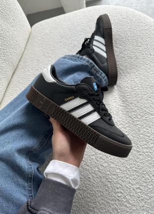 Жіночі шкіряні кеди адідас самба adidas samba black