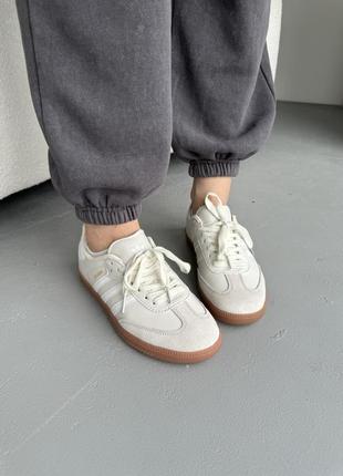 Жіночі кеди адідас самба adidas samba beige grey2 фото