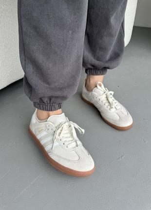 Жіночі кеди адідас самба adidas samba beige grey3 фото