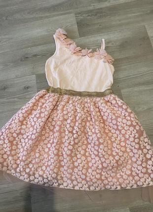 Розовое, красивое платье для праздников
