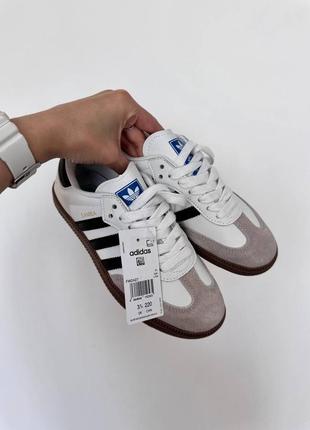 Кожаные кеды адидас самба adidas samba white grey black