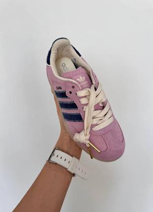 Жіночі замшеві кеди адідас самба adidas samba pink blue6 фото