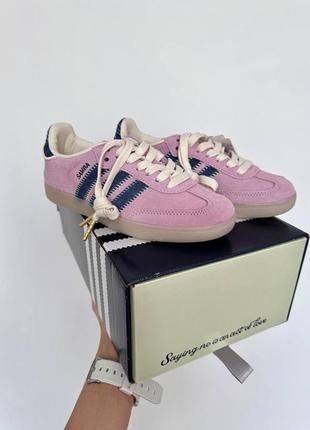 Жіночі замшеві кеди адідас самба adidas samba pink blue1 фото