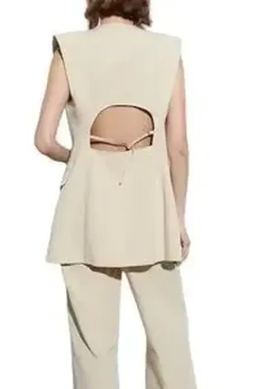 Zara стильный жилет со льном и открытой спиной