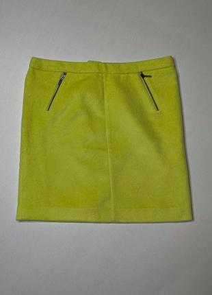 Яркая фетровая теплая юбка желтого (лимонного) цвета на подкладке большого размера1 фото