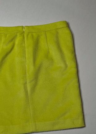Яркая фетровая теплая юбка желтого (лимонного) цвета на подкладке большого размера5 фото
